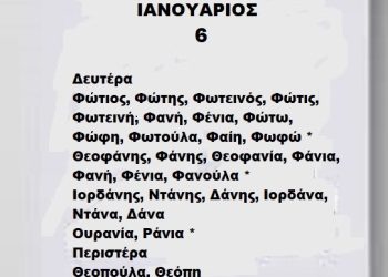 Δευτέρα 6 Ιανουαρίου