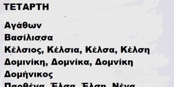 ΤΕΤΑΡΤΗ 8 ΙΑΝΟΥΑΡΙΟΥ