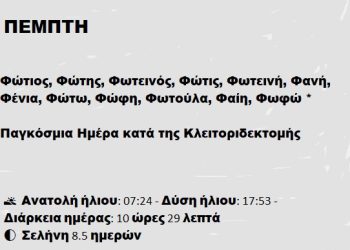 Πέμπτη 6 ΦΕΒΡΟΥΑΡΙΟΥ