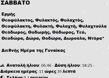 Σάββατο 08 Μαρτίου
