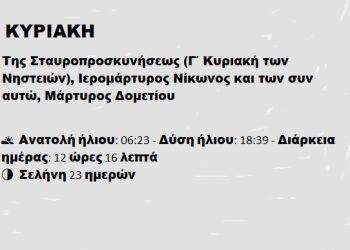 Κυριακή 23 Μαρτίου 2025