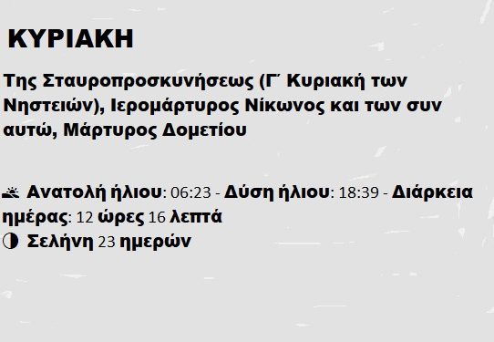 Κυριακή 23 Μαρτίου 2025