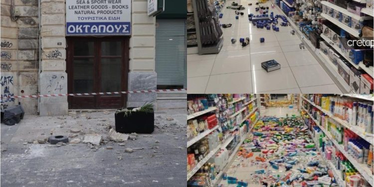 Βίντεο από τη στιγμή της δόνησης – Κατολισθήσεις και πτώση τμημάτων κτιρίου στο Ηράκλειο