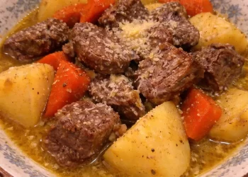 Στην κατσαρόλα μοσχαράκι, λεμόνι και πατάτες