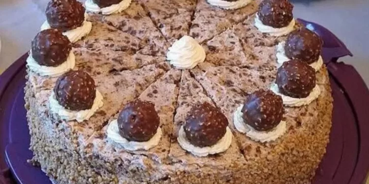 Κέικ Ferrero Rocher  χωρίς ψήσιμο με 1 φύλλο